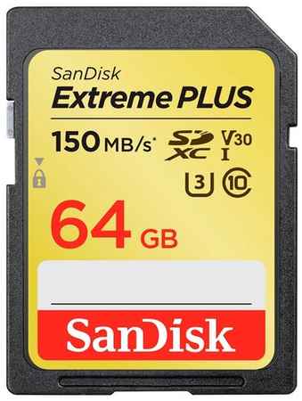 Карта памяти SanDisk SDXC 64 ГБ Class 10, V30, A2, UHS-I U3, R 150 МБ/с, 1 шт., черный