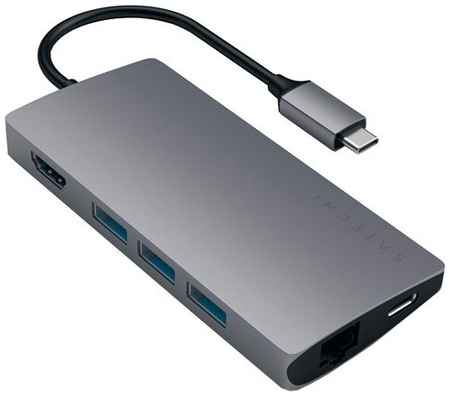 USB-концентратор Satechi Aluminum Multi-Port Adapter 4K with Ethernet V2, разъемов: 6, Silver 1922355321