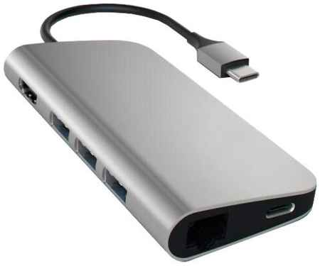 USB-концентратор Satechi Aluminum Multi-Port Adapter 4K with Ethernet, разъемов: 7, 0.2 см, Silver