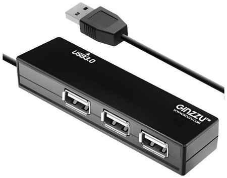 USB-концентратор Ginzzu GR-334UB, разъемов: 4, 30 см, черный 19228073442