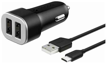 Автомобильное зарядное устройство Deppa 2 USB 2.4А + кабель micro Usb, 11283