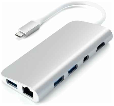 USB-концентратор Satechi Aluminum Type-C Multimedia Adapter (ST-TCMM8PA), разъемов: 4, 15 см, space gray 19293196766