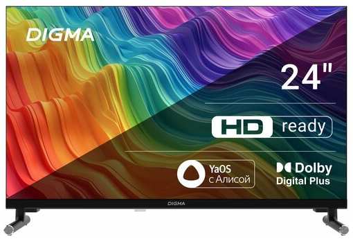 Телевизор LED Digma 24″ DM-LED24SBB32 Яндекс. ТВ Frameless Metal HD 60Hz DVB-T DVB-T2 DVB-C DVB-S DVB-S2 USB WiFi