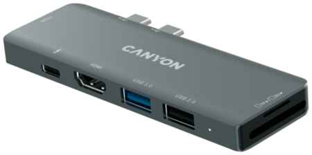 USB-концентратор Canyon 7-в-1 (CNS-TDS05B), разъемов: 2, серый 19306926643