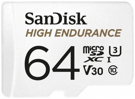 Карта памяти SanDisk microSDXC 64 ГБ Class 10, V30, UHS-I U3, R/W 100/40 МБ/с, адаптер на SD, 1 шт., белый 19318602409
