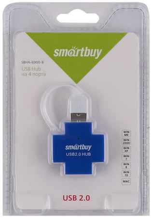 USB 2.0 Хаб Smartbuy 6900, 4 порта, голубой (SBHA-6900-B) 19337486416
