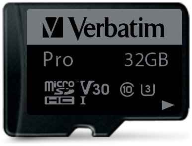 Карта памяти Verbatim microSDHC Class 10, V30, UHS-I, R/W 90/45 МБ/с, адаптер на SD 19338877953