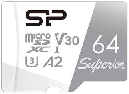 Карта памяти Silicon Power microSDXC 64 ГБ Class 10, V30, A2, UHS Class 3, R/W 100/80 МБ/с, адаптер на SD, 1 шт., белый 19352144797