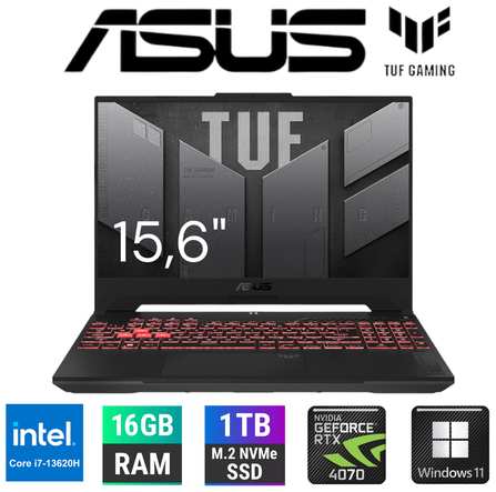 Ноутбук игровой ASUS TUF Gaming F15 15,6″, i7-13620H, RAM 16Gb, 1Tb SSD, RTX4070 8Gb DDR6, Windows 11 Home 19373111349