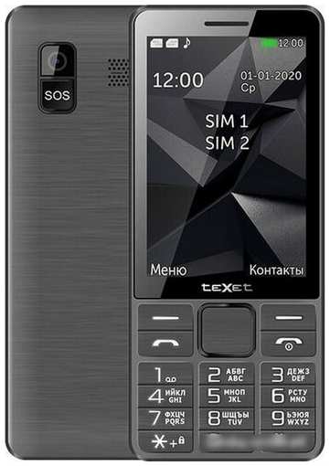 Телефон teXet TM-D324, SIM+micro SIM, серый 19375177449