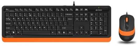 Комплект клавиатура + мышь A4Tech F1010, черный/оранжевый, английская/русская 19381718489