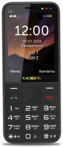 Телефон teXet TM-315, 2 SIM, черный/красный 1939505695