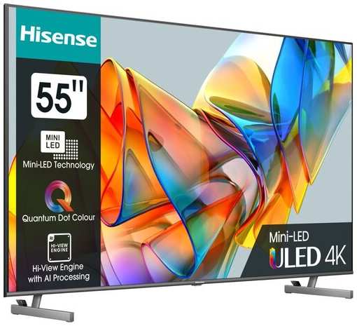 HISENSE Телевизор LED Hisense 55″ 55U6KQ 4K Ultra HD 60Hz DVB-T DVB-T2 DVB-C DVB-S DVB-S2 USB WiFi Smart TV (RUS) 55U6KQ