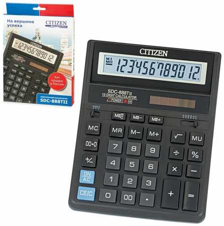Калькулятор настольный CITIZEN SDC-888TII (203х158 мм), 12 разрядов, двойное питание, 1 шт 19507069742