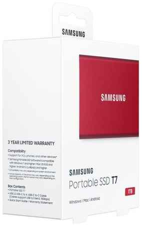 SSD SAMSUNG Твердотельный накопитель Samsung. Samsung SSD 1TB T7 Touch, USB Type-C, R/W 1000/1050MB/s, Red 19515577543
