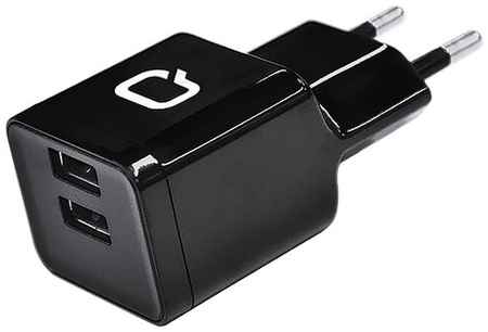 Сетевое зарядное устройство Qumo Energy 2 USB 2.1A с кабелем Type-C чёрное (Charger 0002)