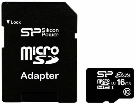 Карта памяти Silicon Power microSDHC 16 ГБ Class 10, V10, A1, UHS-I U1, R/W 85/15 МБ/с, адаптер на SD, 1 шт., черный 195636329