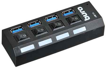 USB-концентратор Buro BU-HUB4-U3.0-L, разъемов: 4, 60 см, черный 19712383868