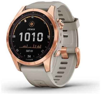 Умные часы Garmin Fenix 7S Solar 42 мм NFC, розовое /песочный