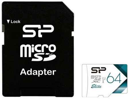Карта памяти Silicon Power microSDXC Elite Class 10 UHS-I U1 (100/10 Mb/s) 64GB + ADP