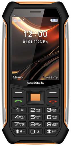 Телефон teXet TM-D412, 2 SIM, черный/оранжевый 1981290939