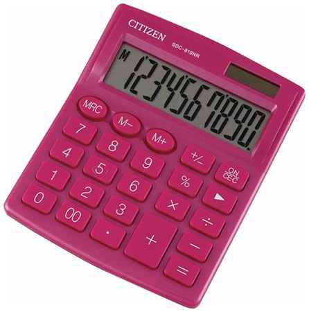 Калькулятор настольный CITIZEN SDC-810NRPKE, компактный (124×102 мм), 10 разрядов, двойное питание, розовый 198212167327