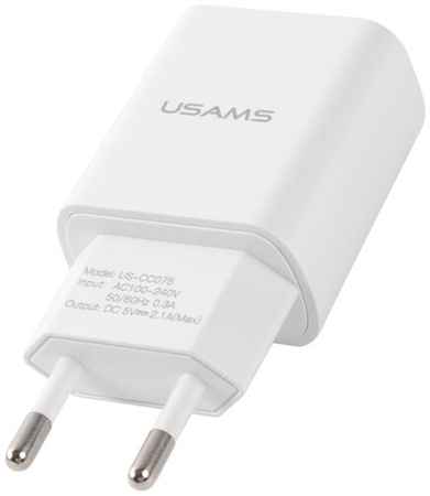 Сетевое зарядное устройство USAMS - (Модель T21 Charger kit) 1 USB T18 2,1A + кабель Lightning 1m, белый (T21OCLN01)