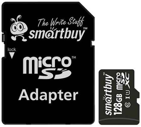 Карта памяти micro SDXC, 128 GB, SMARTBUY, UHS-1 U1, 80 Мб/сек. (class 10), с адаптером, SB128GBSDCL1001 198217254253