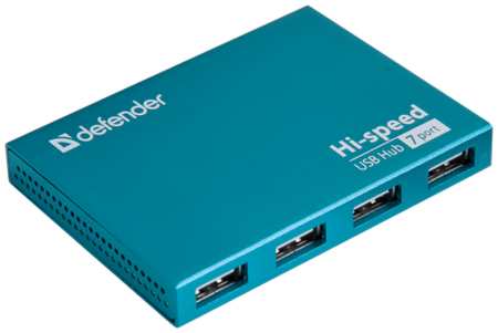 Хаб DEFENDER SEPTIMA SLIM, USB 2.0, 7 портов, порт для питания, алюминиевый корпус, 83505