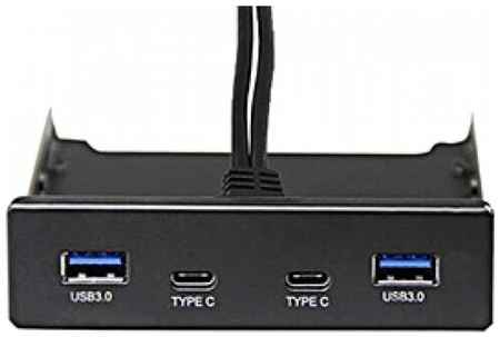 Планка USB на переднюю панель Exegate U3H-619, 3,5, 2*USB3.0+2*TypeC, черная, подсоед-е к мат. плат (EX280448RUS) 198220190599