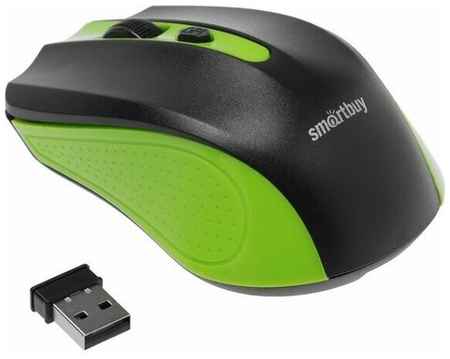 Smart Buy Мышь Smartbuy ONE 352, беспроводная, оптическая, 1600 dpi, 2xAAA (не в компл), зелёно-чёрная