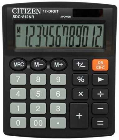 Калькулятор бухгалтерский Citizen SDC-812NR черный 12-разр 198243317651