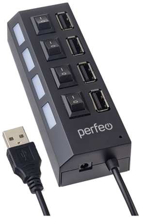 USB-HUB Perfeo 4 Port, (PF-H030 Black) чёрный 198245360809