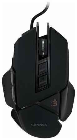 Мышь проводная игровая SONNEN Q10, комплект 3 шт, 7 кнопок, доп. утяжелители; 800-6400 DPI, RGB подсветка, черная, 513522 198256229385