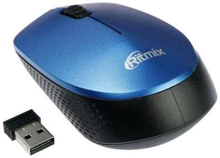 Мышь Ritmix RMW-502, беспроводная, оптическая, 1200 dpi, 2xAAA(не в компл), USB, синяя 198265577085