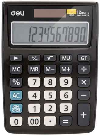 Калькулятор настольный Deli E1238black черный 198286779532