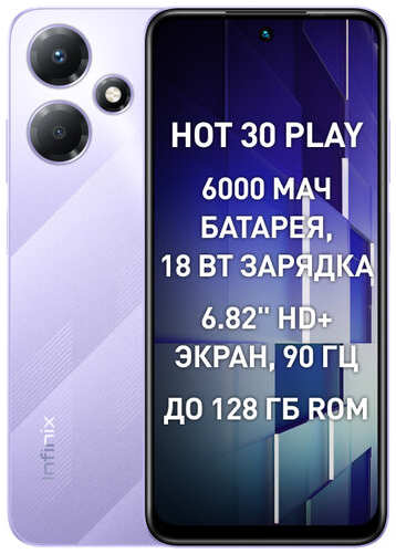 Смартфон Infinix Hot 30 Play 8/128 ГБ Global для РФ, Dual nano SIM, Обсидиановый черный 198300305377