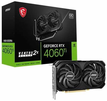 Видеокарта MSI RTX4060Ti VENTUS 2X BLACK 8G OC GDDR6 3xDP HDMI 128bit PCI-E Gen4x8 RTL 198303512500