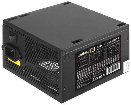Блок питания 850W ExeGate 850PPE (ATX, APFC, PC, КПД 80% (80 PLUS), 12cm fan, 24pin, 2x(4+4)pin, PCIe, 6xSATA, 3xIDE, black, кабель 220V в комплекте) 198306983621