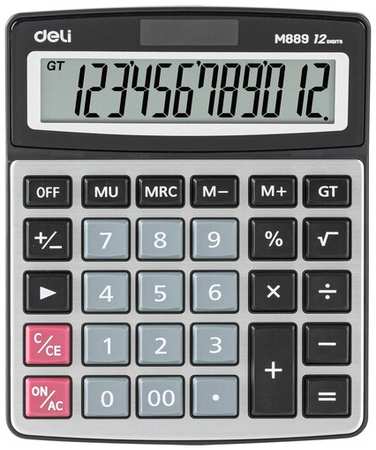 Калькулятор настольный Deli EM889 серебристый 12-разр 198307219301