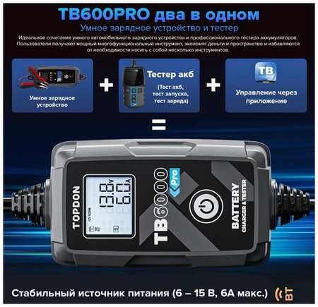 Умное зарядное устройство и тестер TOPDON TB6000Pro 198309495617