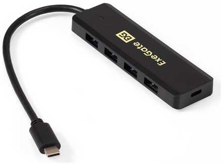 USB-Хаб (концентратор) 4-в-1 ExeGate DUB-4CP/1 (кабель-адаптер USB Type C --> 4xUSB3.0, Plug&Play, черный) EX293986RUS 198316769368