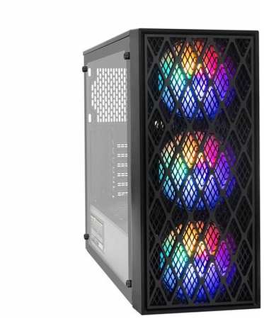 Корпус Miditower ExeGate EVO-8243 (ATX, без БП, 2*USB+1*USB3.0, 3 вент. с RGB подсветкой, боковая панель - закаленное стекло) EX292859RUS