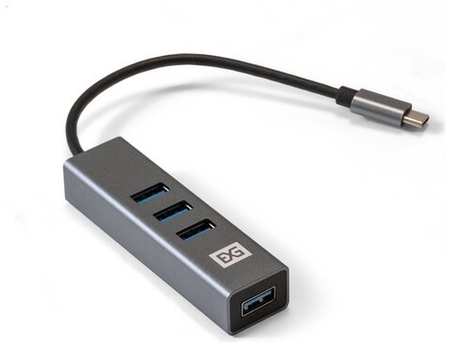 USB-Хаб (концентратор) 4-в-1 ExeGate DUB-4TC (кабель-адаптер USB Type C --> 4xUSB3.0, Plug&Play, серебристый) EX293987RUS 198329057075