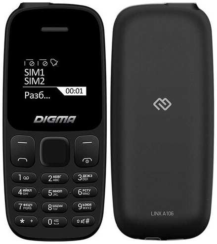 Кнопочный телефон Digma LINX A106 черный 198342231224