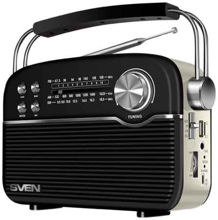 Радиоприемник SVEN SRP-500, (3 Вт, Bluetooth, FM/AM/SW, USB, microSD, AUX, встроенный аккумулятор)