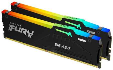 Комплект оперативной памяти DDR5 DIMM 64Гб (2х32Гб) 6000MHz CL40, Kingston FURY Beast RGB KF560C40BBAK2-64