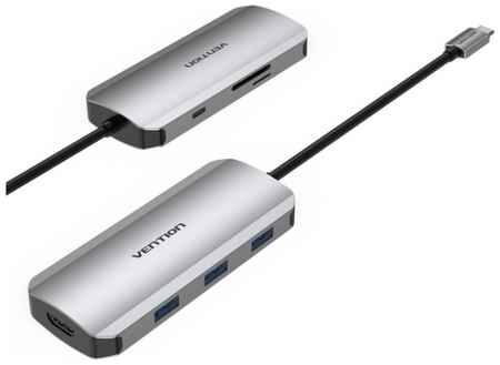 Vention Мультифункциональный хаб USB Type C 7 в 1, HDMI 4K + 3xUSB 3.0 + SD/TF + PD 100W, арт. TOJHB 198346149455
