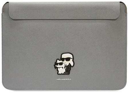 Karl Lagerfeld Чехол-папка Lagerfeld Saffiano Sleeve NFT Karl & Choupette для Macbook 13″/14″, серебристый 198351632103