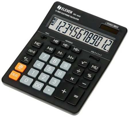 Калькулятор настольный Eleven SDC-444S, 12 разрядов, двойное питание, 155*205*36мм, черный 198356575816
